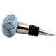 Turquoise Etched Ceramic Floral Wine Stopper (Pack Of One Piece)